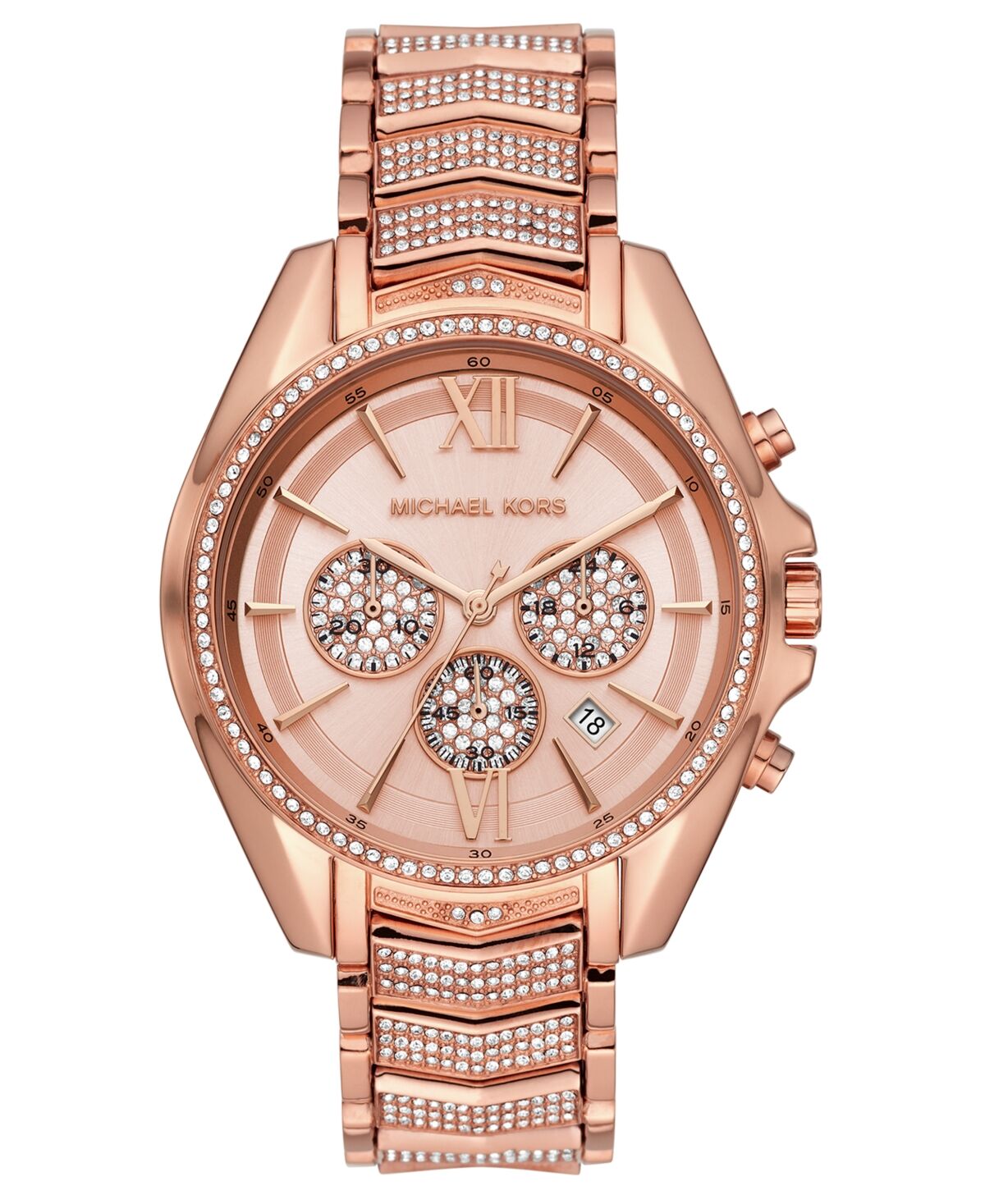 Michael Kors Women's Chronograph Whitney Rose Gold-Tone Stainless Steel Bracelet Watch 45mm - Rose Gold