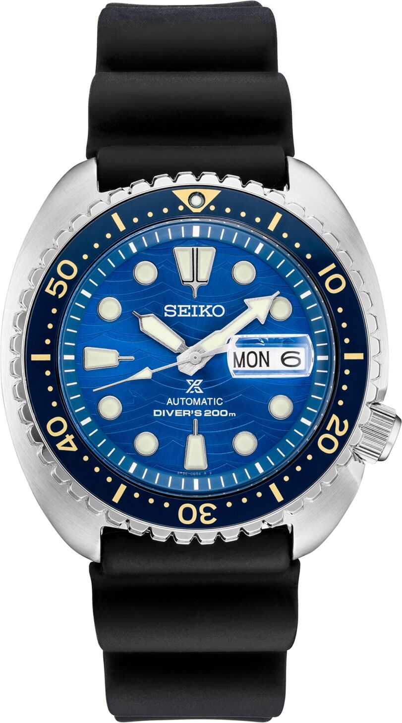 Seiko Men's Automatic Prospex Turtle Black Silicone Strap Watch 45mm - A Special Edition - Black