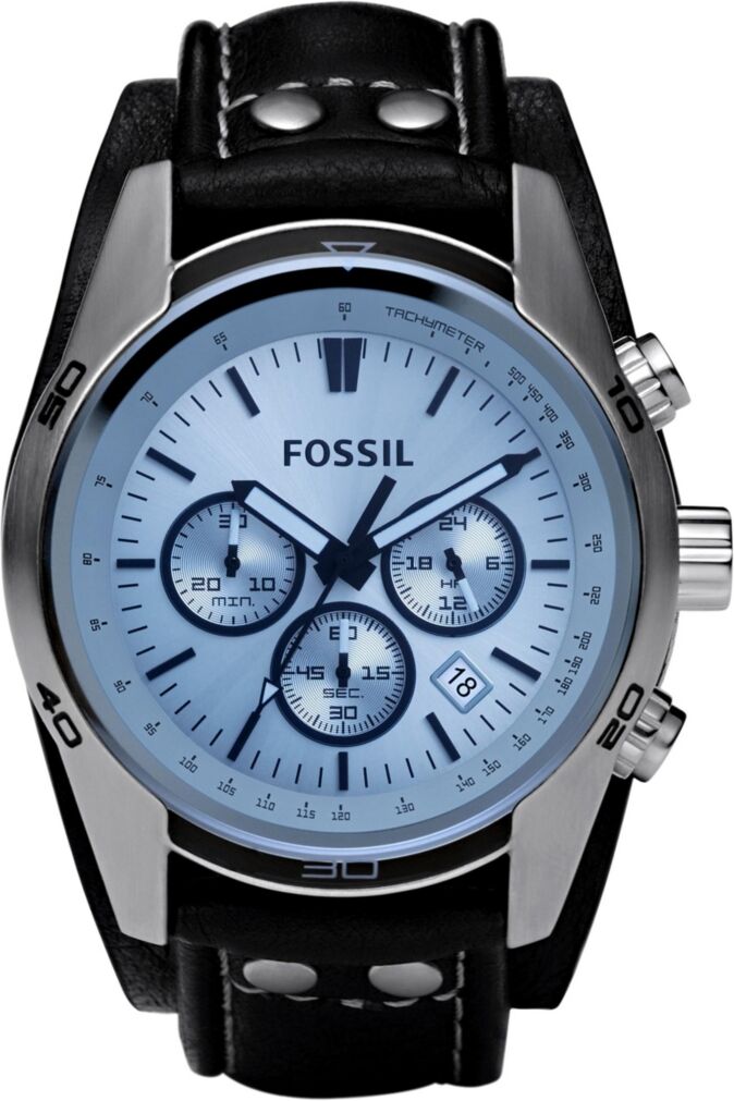 Fossil Men's Coachman Black Leather Watch 45mm - Black