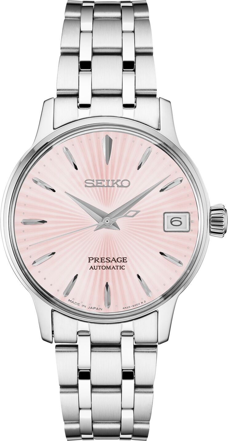 Seiko Women's Automatic Presage Stainless Steel Bracelet Watch 33.8MM - Pink