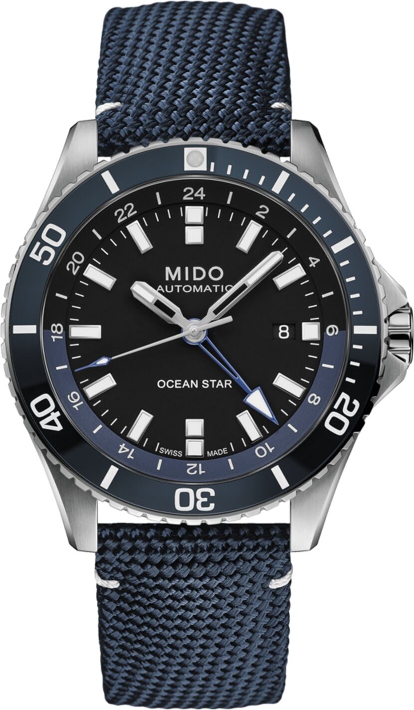 Mido Men's Swiss Automatic Ocean Star Gmt Blue Fabric Strap Watch 44mm - Blue