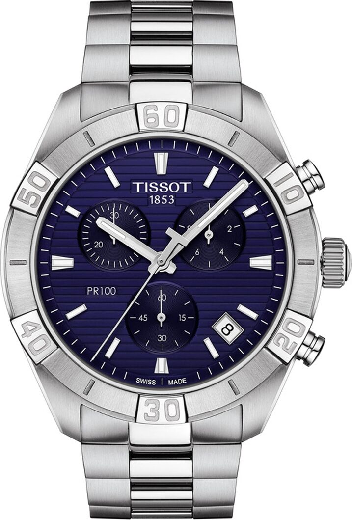 Tissot Men's Swiss Chronograph Pr 100 Sport Stainless Steel Bracelet Watch 44mm - Blue