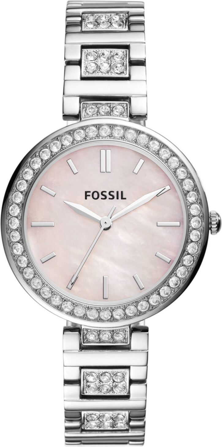 Fossil Women's Karli Three Hand Stainless Steel Silver-Tone Watch 34mm - Silver-Tone