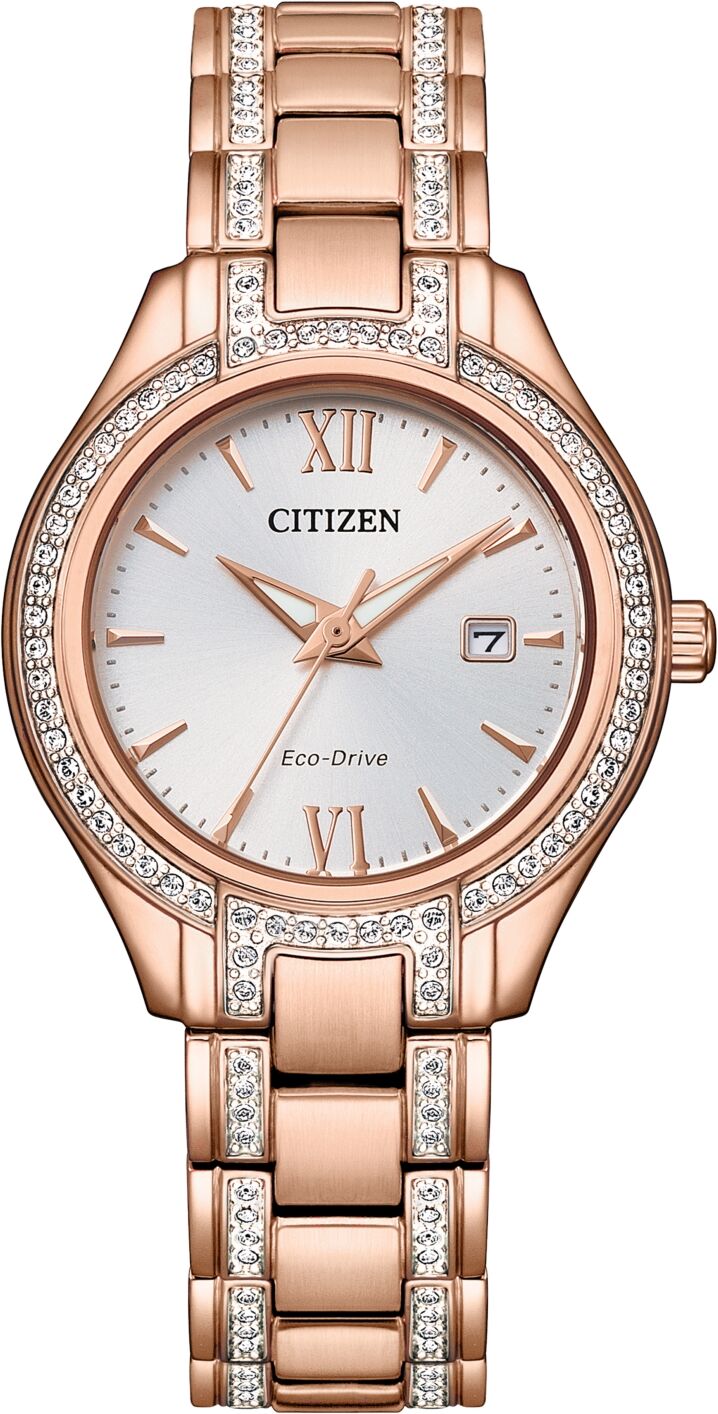 Citizen Eco-Drive Women's Silhouette Crystal Rose Gold-Tone Stainless Steel Bracelet Watch 30mm - Pink Gold-tone