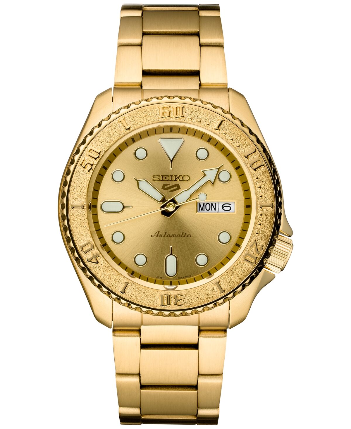 Seiko Men's Automatic 5 Sports Gold-Tone Stainless Steel Bracelet Watch 43mm - Gold