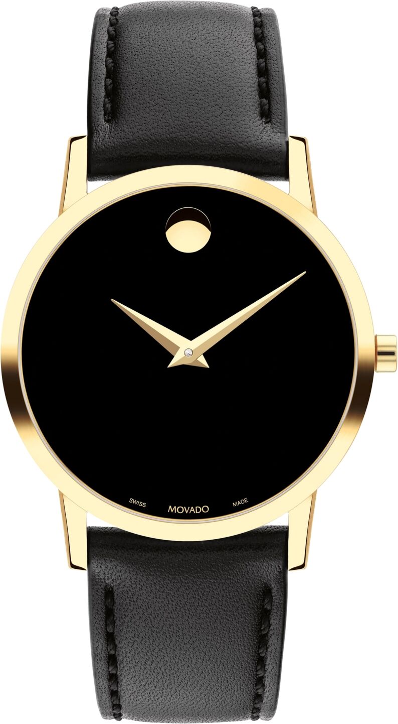 Movado Women's Swiss Museum Classic Black Leather Strap Watch 33mm - Gold