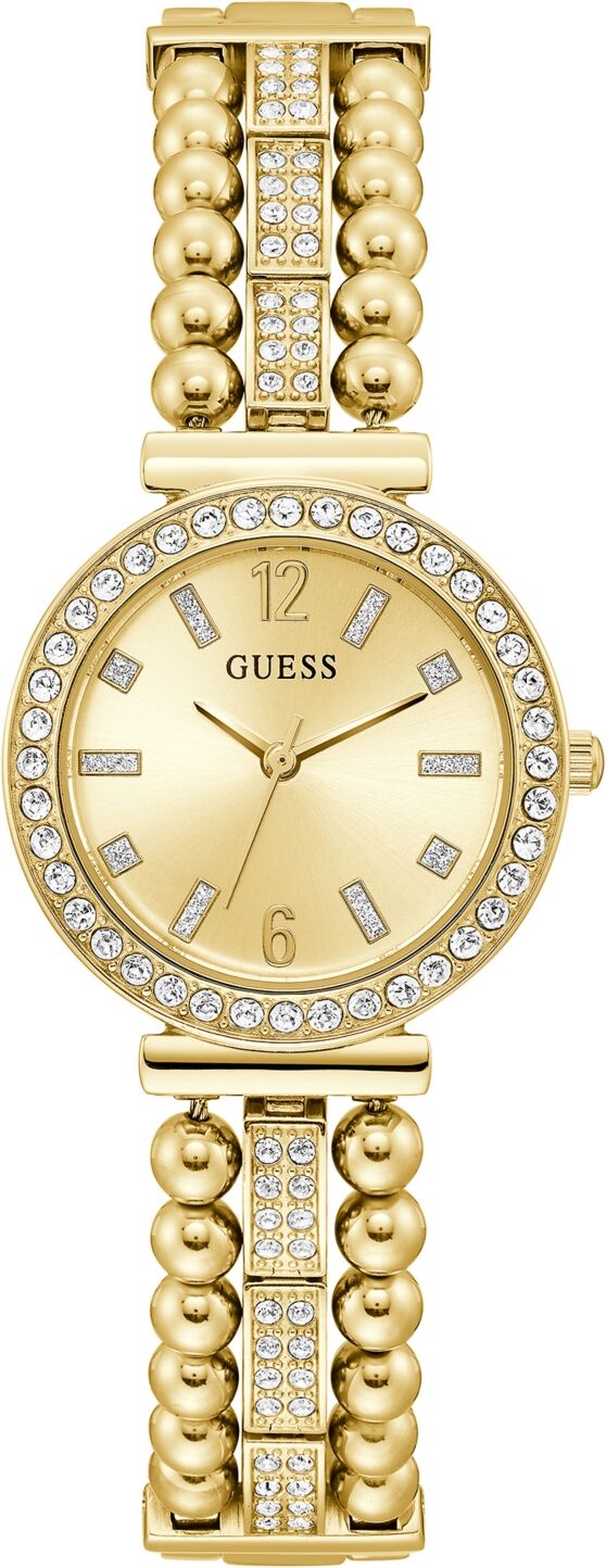 Guess Women's Crystal Beaded Gold-Tone Stainless Steel Bracelet Watch 30mm - Gold-tone