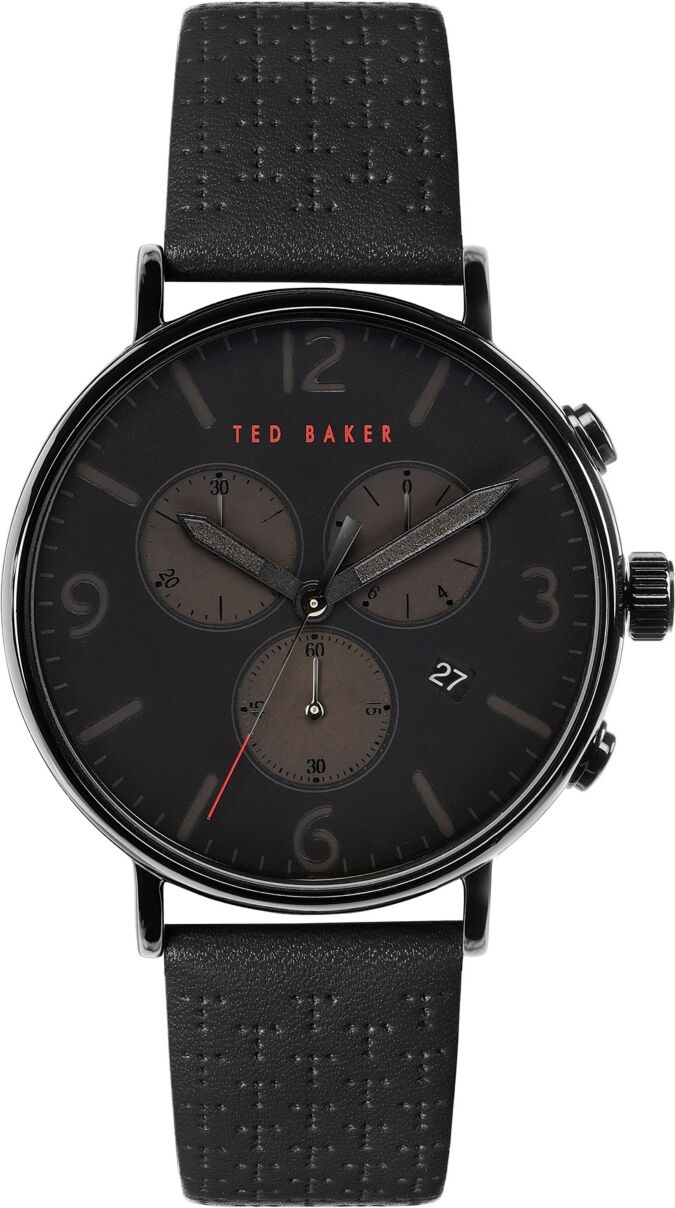 Ted Baker Men's Barnett Backlight Black Leather Strap Watch 41mm - Black