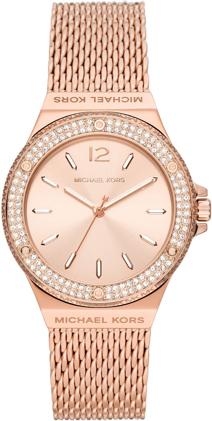 Michael Kors Women's Lennox Three-Hand Rose Gold-Tone Stainless Steel Bracelet Mesh Watch, 37mm - Rose Gold