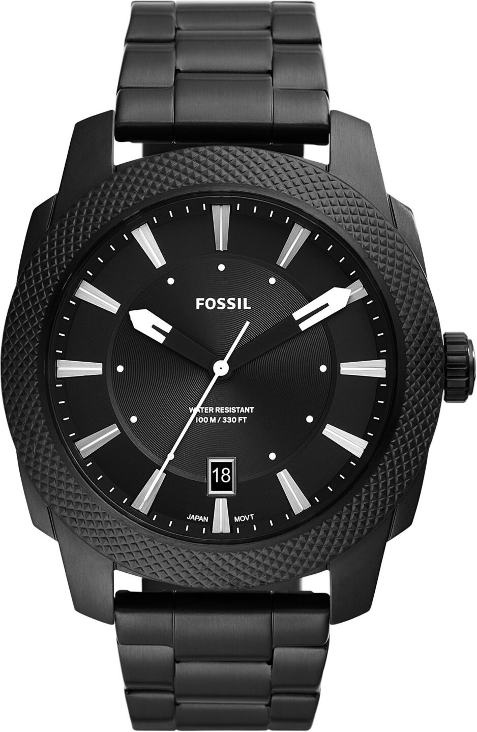 Fossil Men's Machine Quartz Black Stainless Steel Bracelet Watch, 49mm - Black