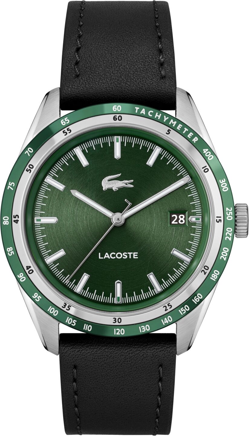 Lacoste Men's Everett Black Leather Strap Watch 40mm - Black