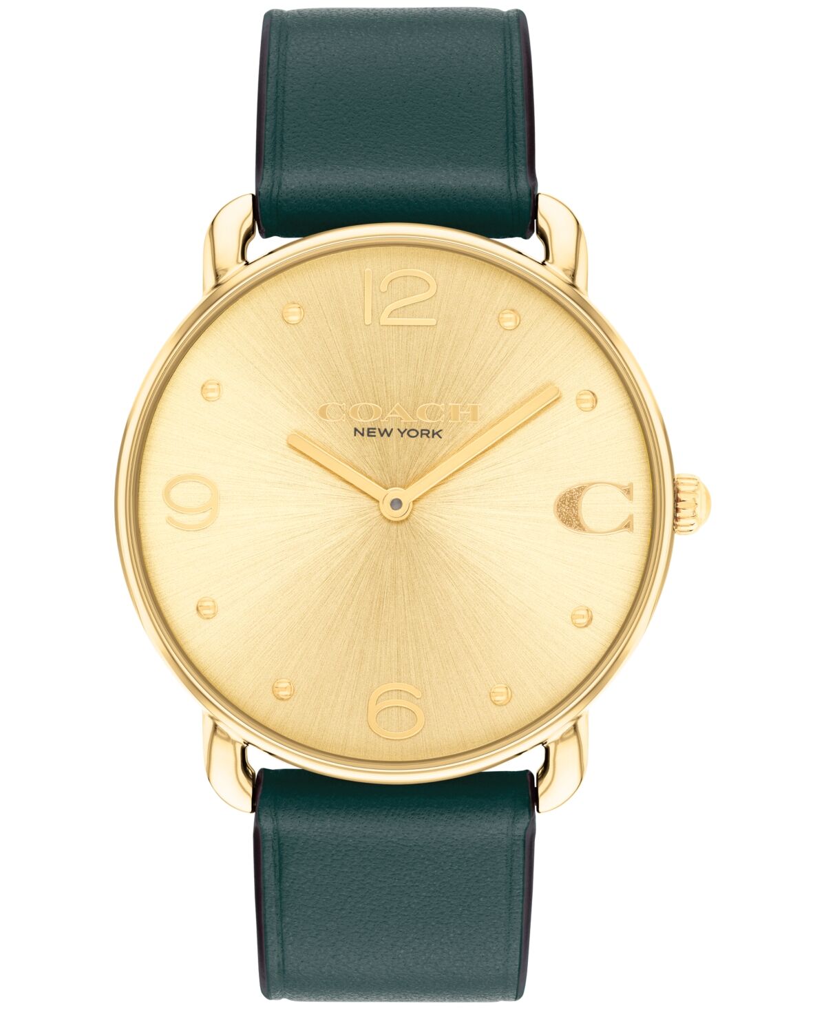 Coach Unisex Elliot Green Leather Strap Watch, 36mm - Green