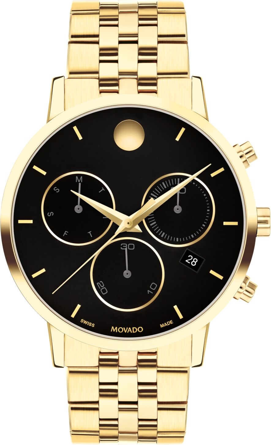 Movado Men's Museum Classic Swiss Quartz Chrono Light Yellow Pvd Watch 42mm - Gold-Tone