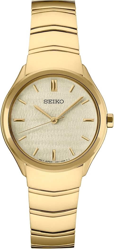 Seiko Women's Essentials Gold-Tone Stainless Steel Bracelet Watch 30mm - Champagne