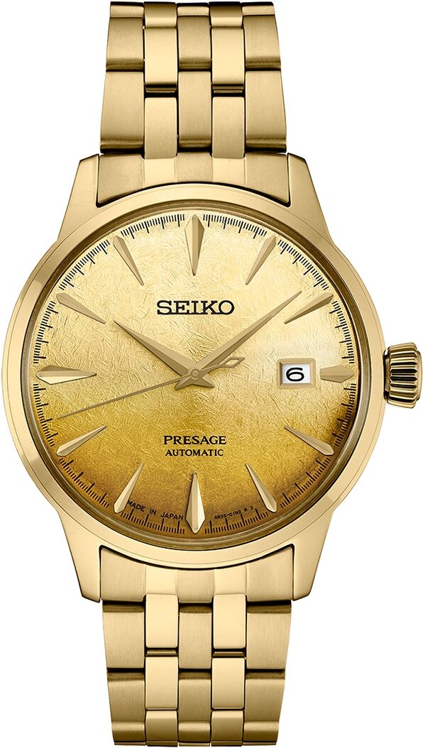 Seiko Men's Automatic Presage Cocktail Time Gold-Tone Stainless Steel Bracelet Watch 41mm - Gilt