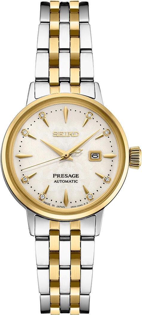 Seiko Women's Automatic Presage Diamond (1/10 ct. t.w.) Two-Tone Stainless Steel Bracelet Watch 30mm - Champagne