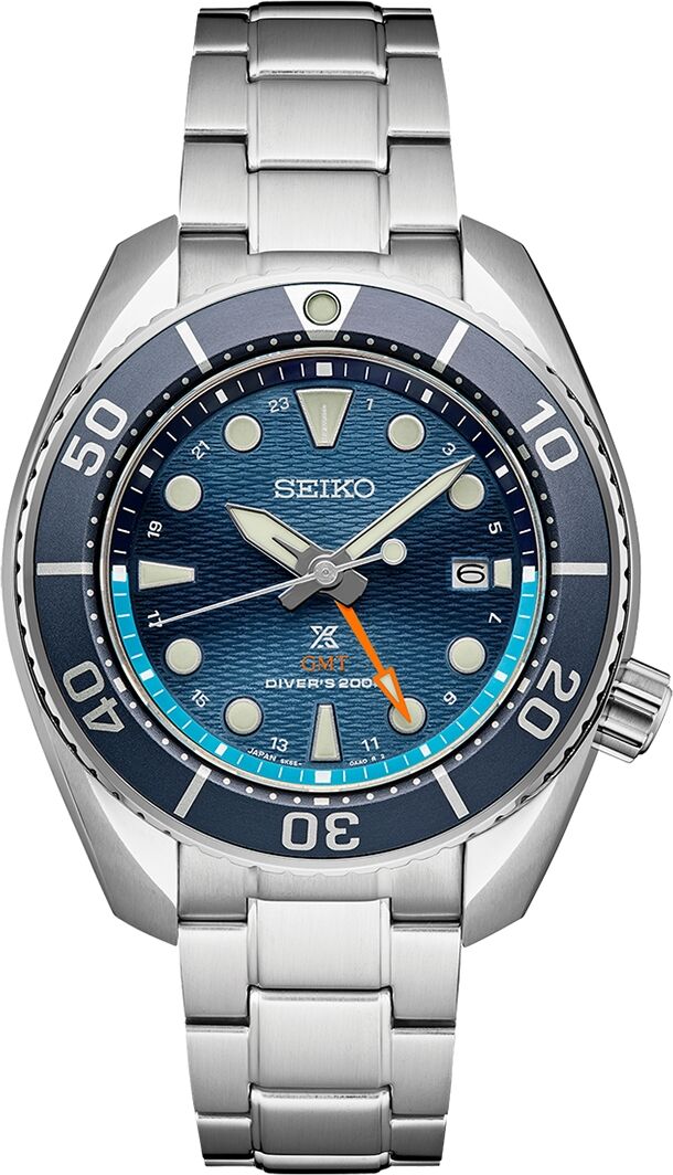 Seiko Men's Prospex Sea Sumo Solar Gmt Stainless Steel Bracelet Watch 45mm - Light Blue