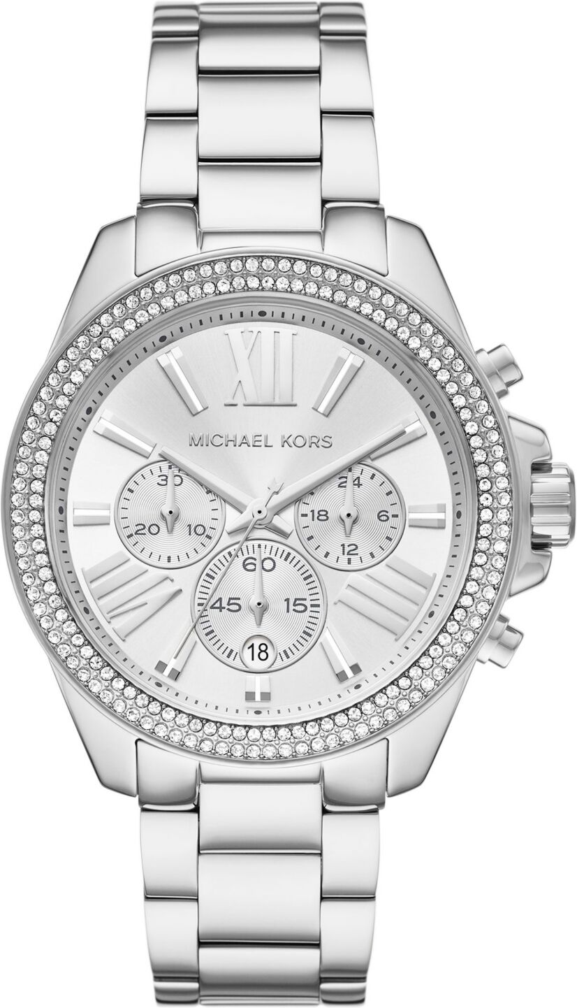 Michael Kors Women's Wren Chronograph Silver-Tone Stainless Steel Watch 42mm - Silver-Tone