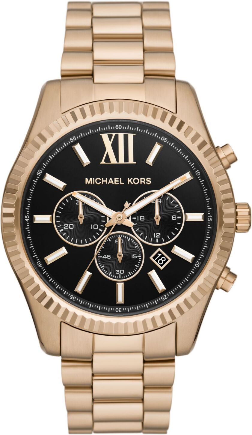 Michael Kors Men's Lexington Chronograph Beige Gold-Tone Stainless Steel Watch 44mm - Beige Gold-Tone