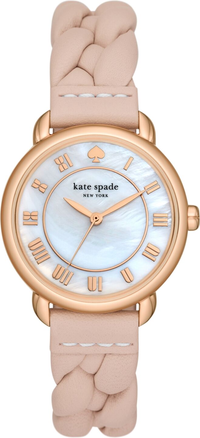 kate spade new york Women's Lily Avenue Three Hand Pink Leather Watch 34mm - Pink