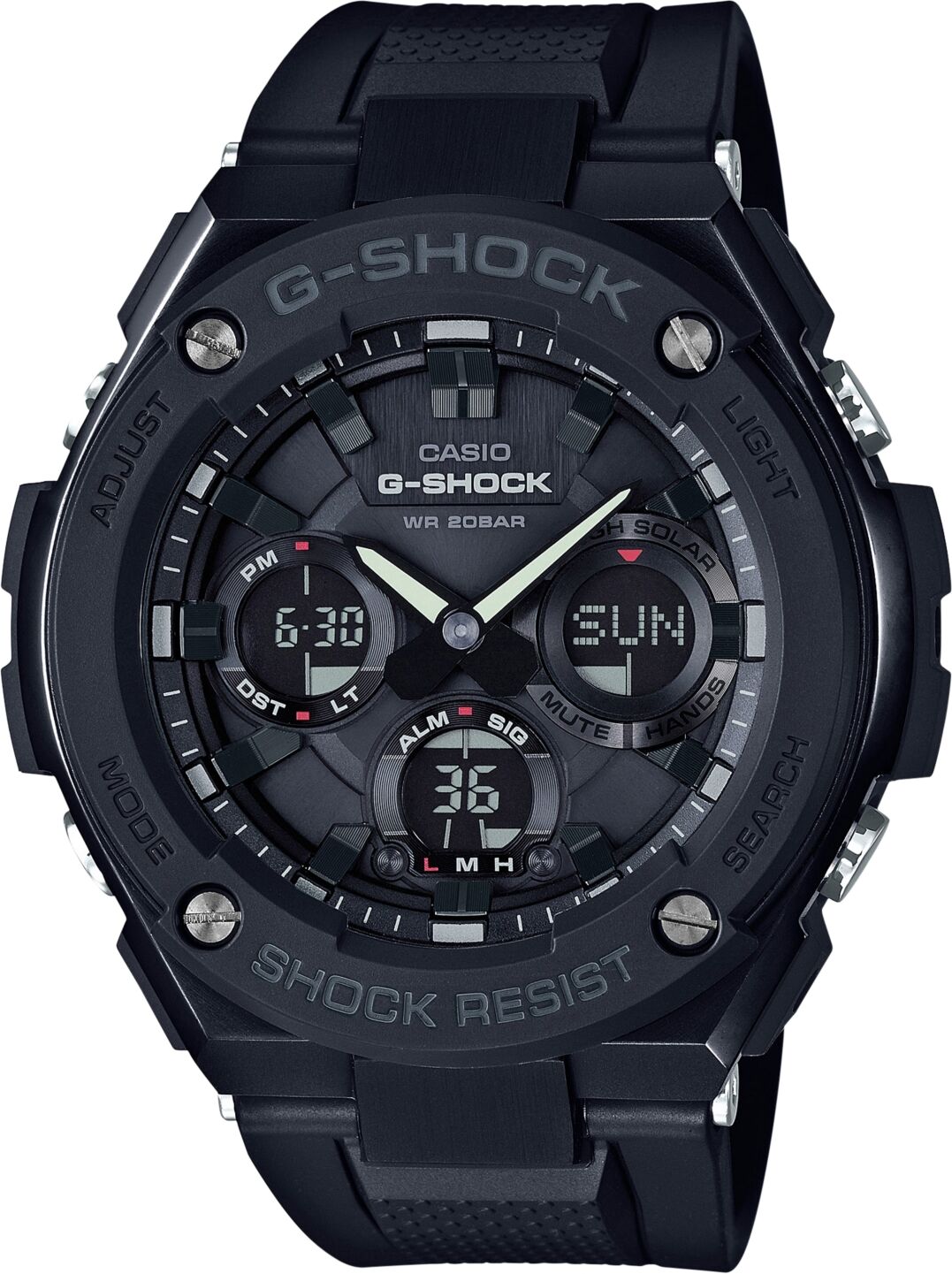 G-Shock Men's Analog-Digital Black Ip with Black Resin Strap G-Steel Watch 51x53mm GSTS100G-1B - Black