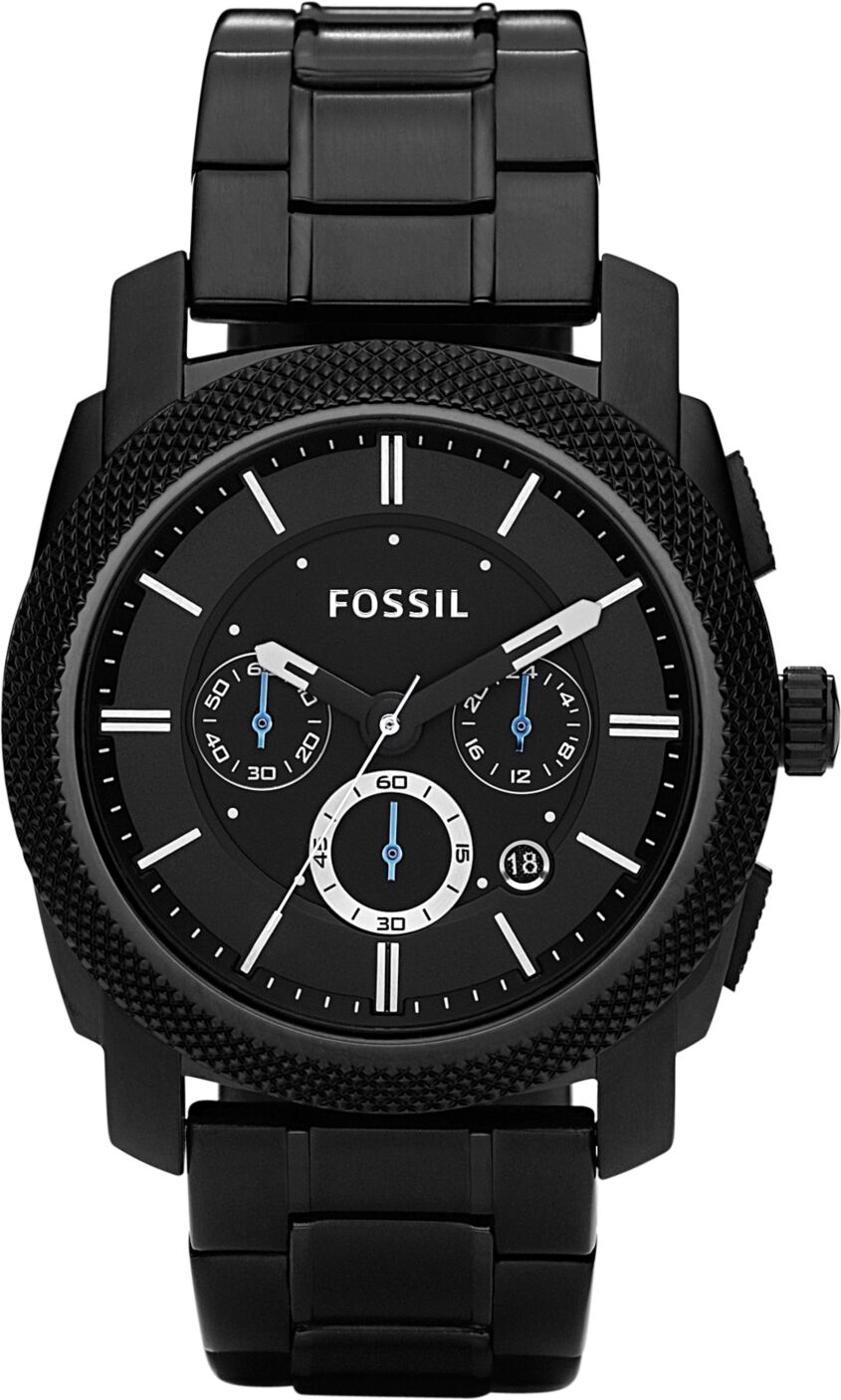 Fossil Men's Chronograph Machine Black Stainless Steel Bracelet Watch 45mm FS4552