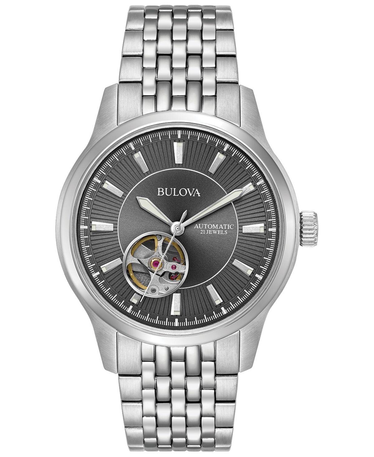 Bulova Men's Automatic Stainless Steel Bracelet Watch 40mm 96A190 - Silver