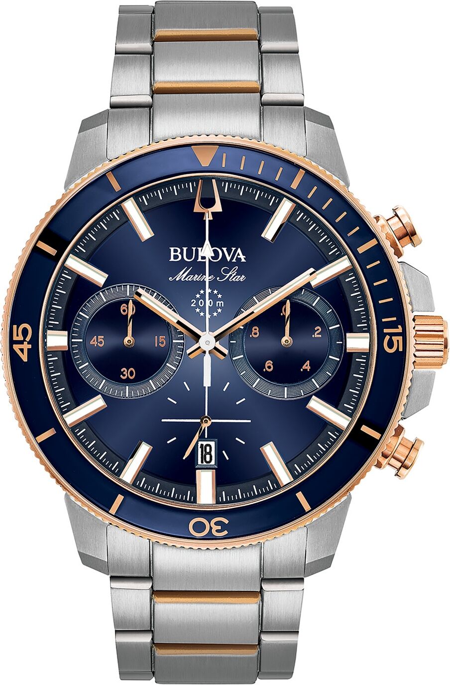 Bulova Men's Chronograph Marine Star Two-Tone Stainless Steel Bracelet Watch 45mm - Two-Tone