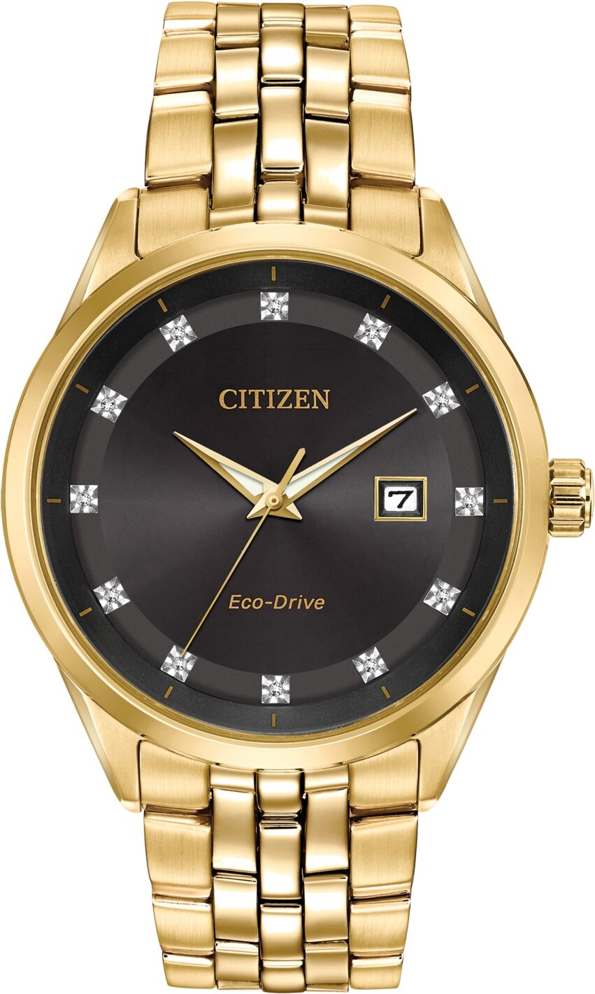 Citizen Men's Eco-Drive Corso Diamond-Accent Gold-Tone Stainless Steel Bracelet Watch 41mm - Gold