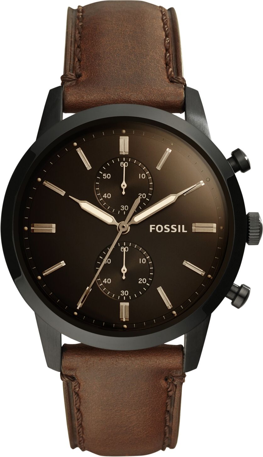 Fossil Men's Chronograph Townsman Brown Leather Strap Watch 44mm - Brown/Black