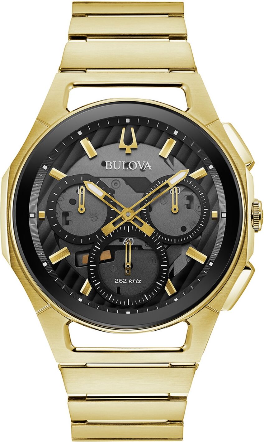 Bulova Men's Chronograph Curv Progressive Sport Gold-Tone Stainless Steel Bracelet Watch 44mm - Gold