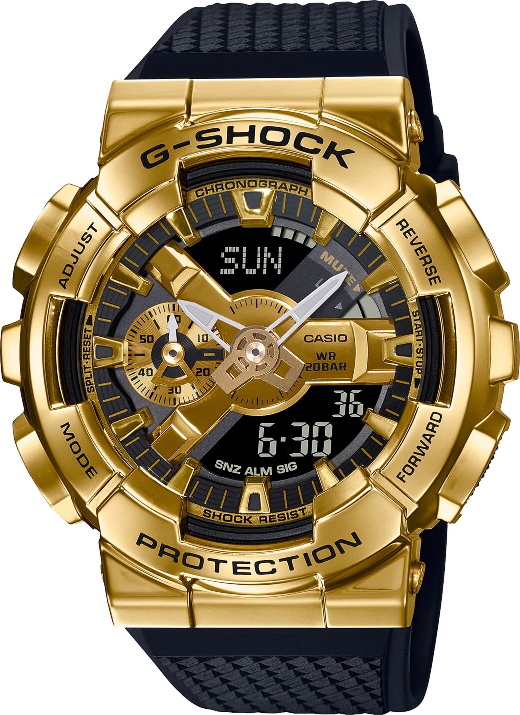 G-Shock Men's Analog-Digital Black Resin Strap Watch 52mm - Black And Gold