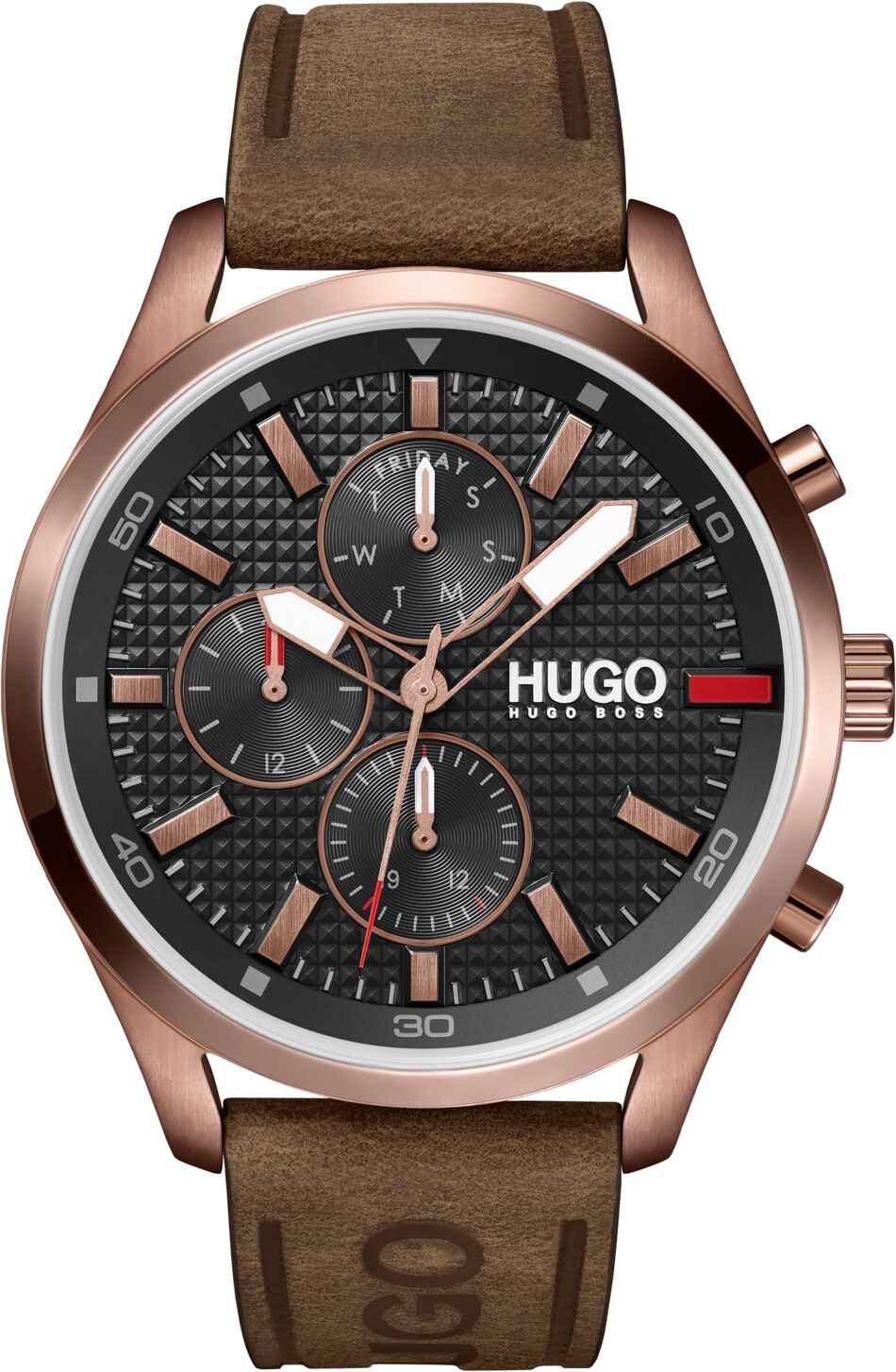 Hugo Boss Men's #Chase Brown Leather Strap Watch 46mm - Brown