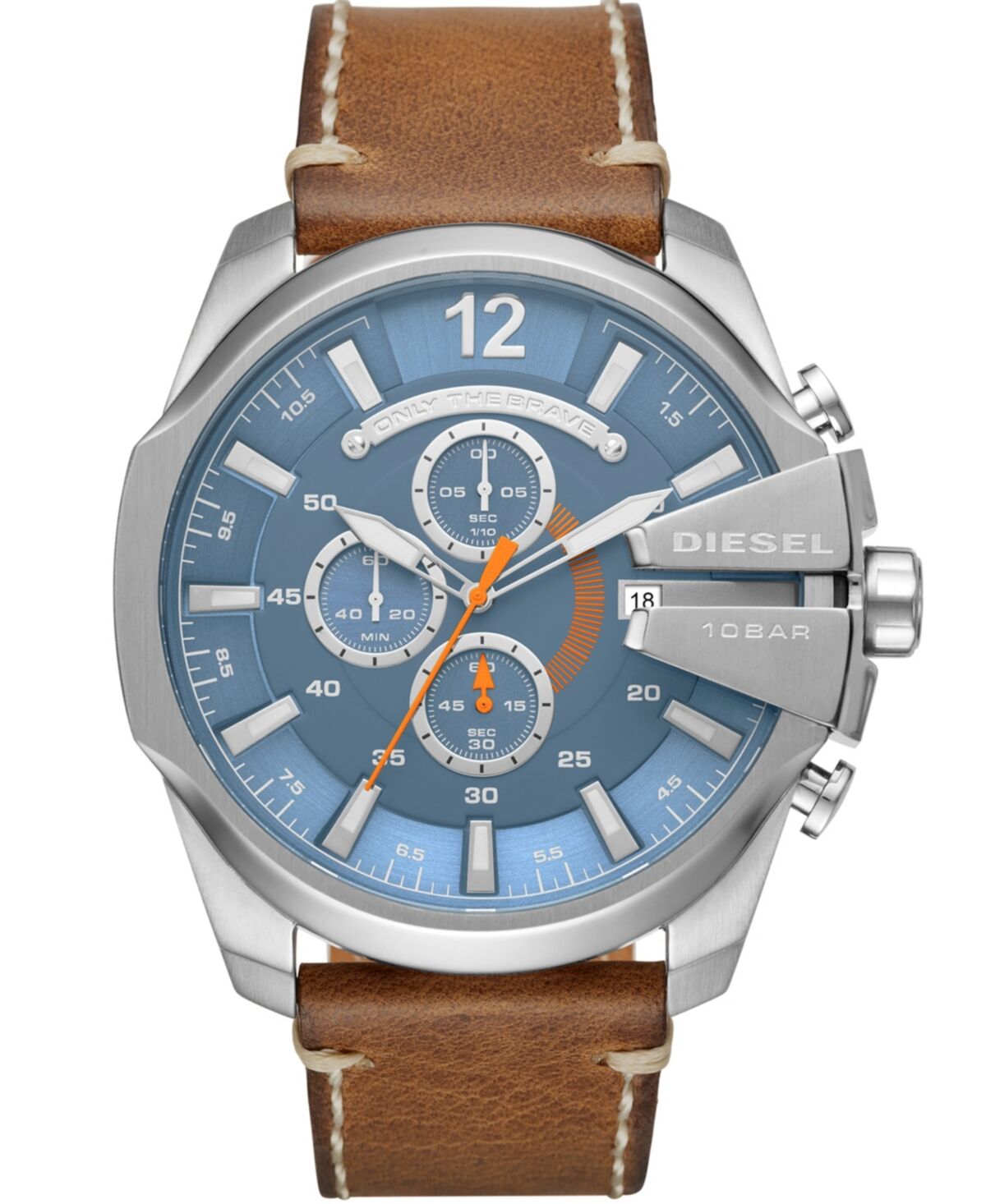 Diesel Mega Chief Chronograph Brown Leather Watch 51mm - Brown