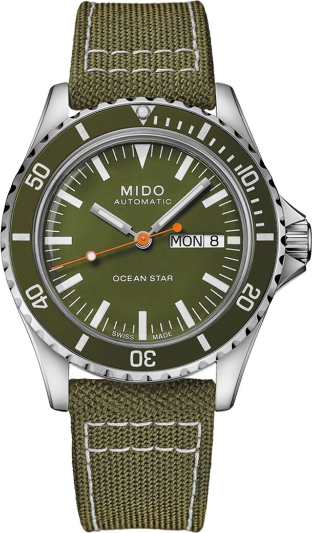 Mido Men's Swiss Automatic Ocean Star Tribute Green Fabric Strap Watch 41mm - Green