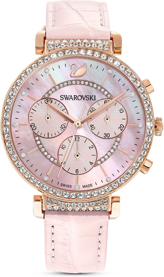 Swarovski Passage Chrono Pink Leather Strap Watch, 9.52 mm - Pink