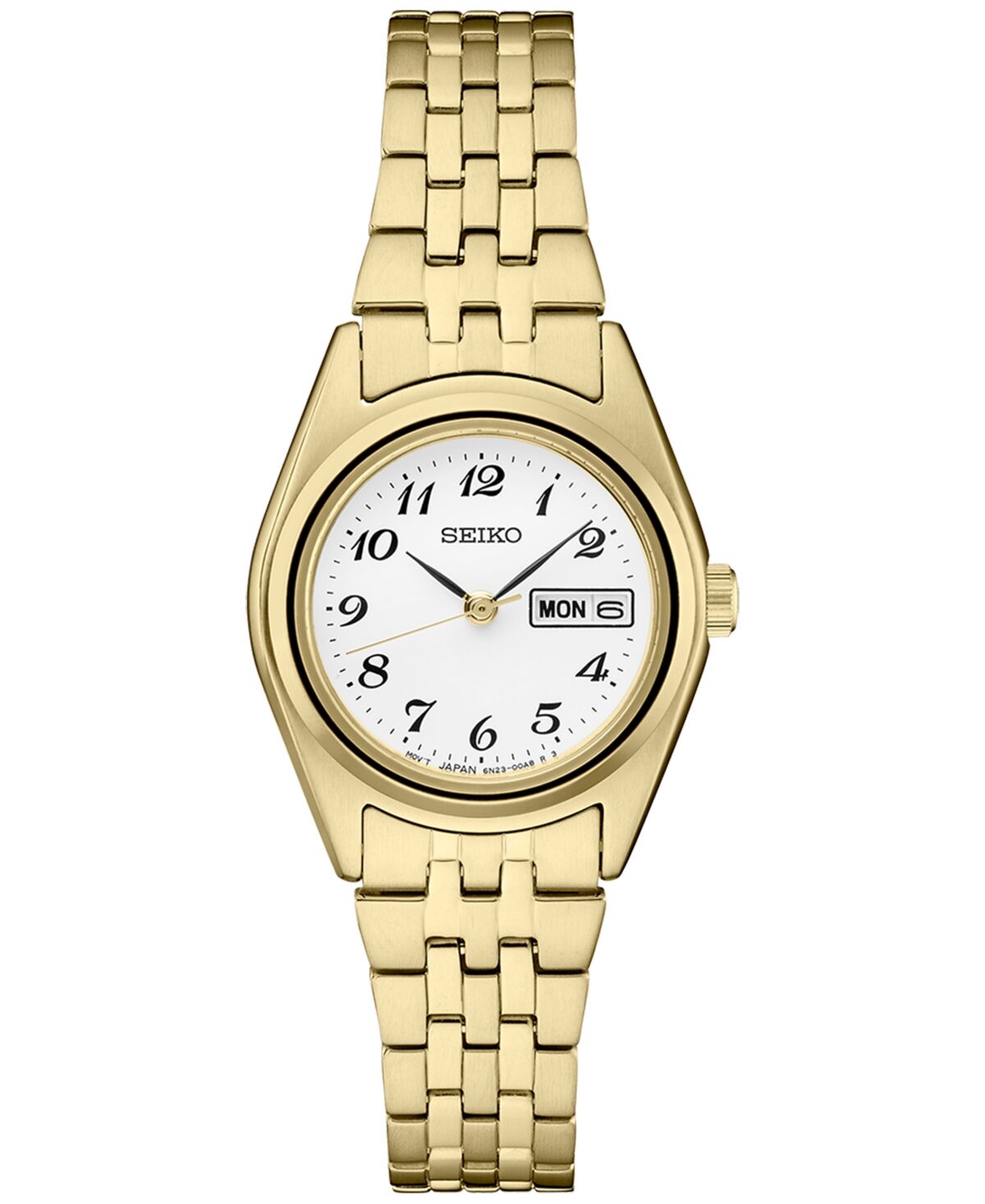 Seiko Women's Analog Essentials Gold-Tone Stainless Steel Bracelet Watch 25mm - White