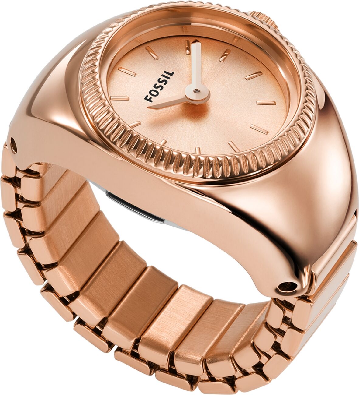 Fossil Women's Ring Watch Two-Hand Rose Gold-Tone Stainless Steel Bracelet Watch, 15mm - Rose Gold-Tone