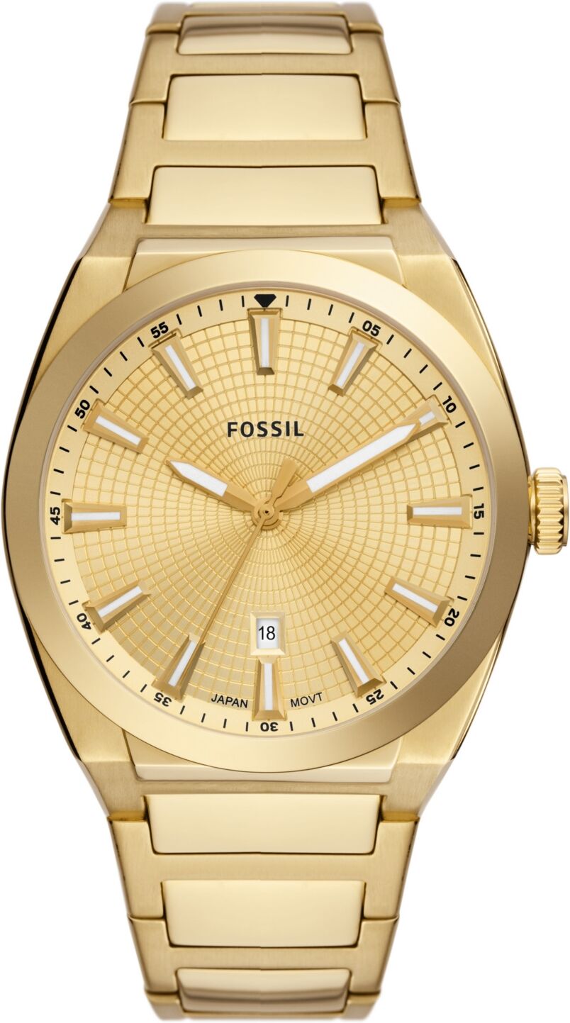 Fossil Men's Everett Three-Hand Date Gold-Tone Stainless Steel Bracelet Watch, 42mm - Gold-Tone