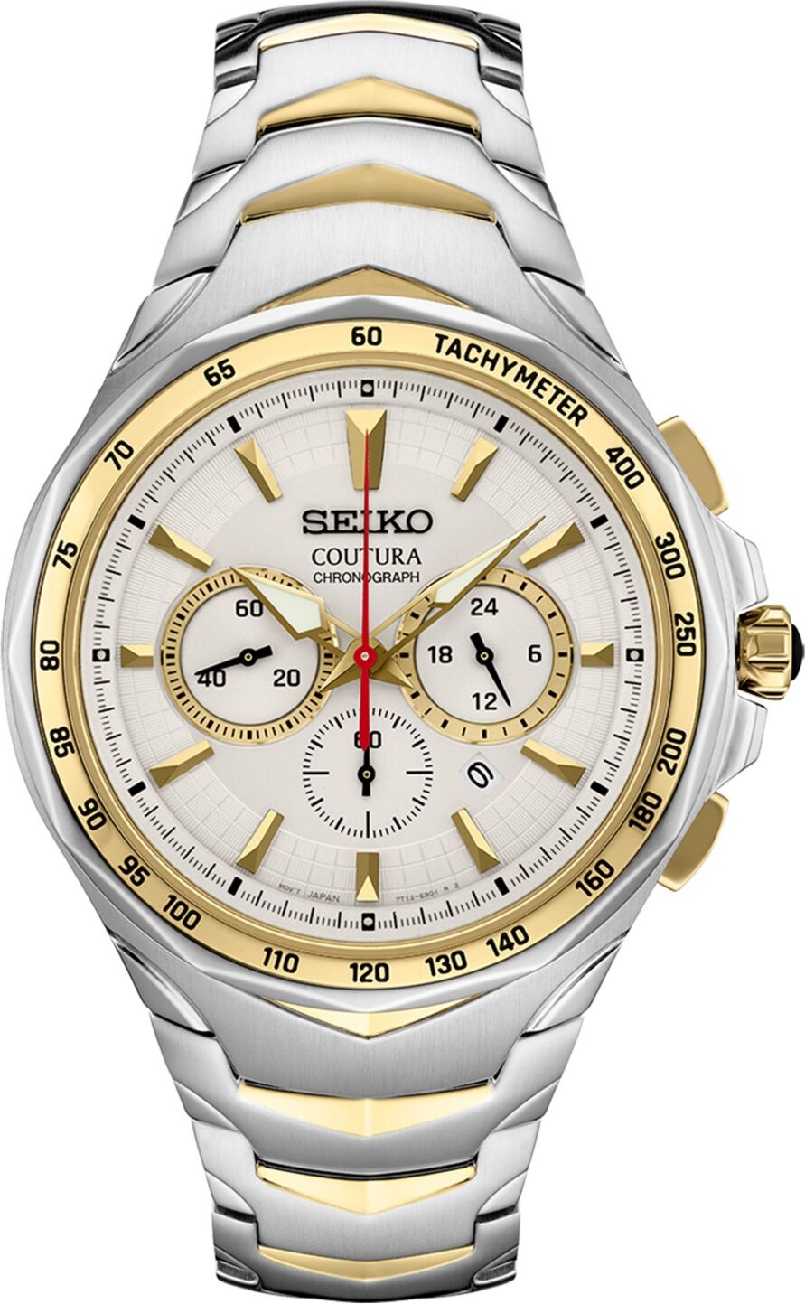 Seiko Men's Chronograph Coutura Two Tone Stainless Steel Bracelet Watch 46mm - White