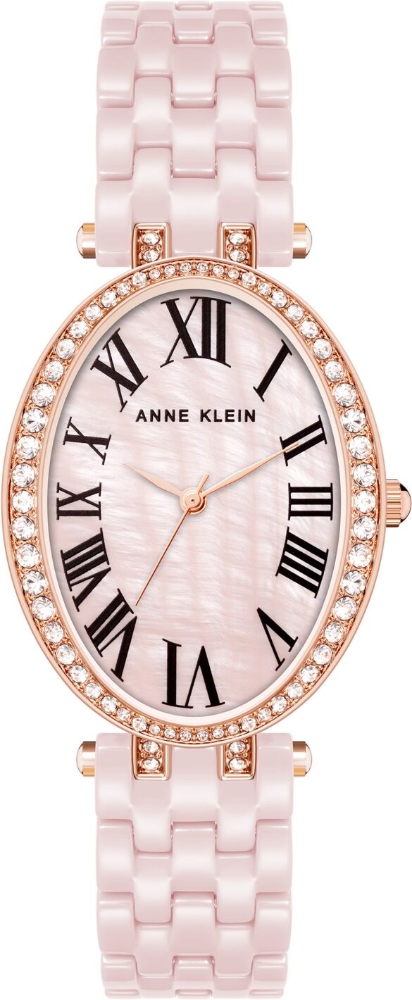 Anne Klein Women's Three-Hand Quartz Pink Ceramic Bracelet Watch, 27mm - Rose Gold-Tone, Blush Pink