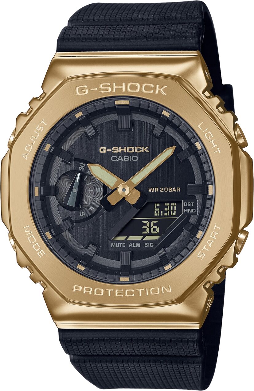 G-Shock Men's Black Resin Strap Watch 44.4mm GM2100G-1A9 - Black and Gold-Tone