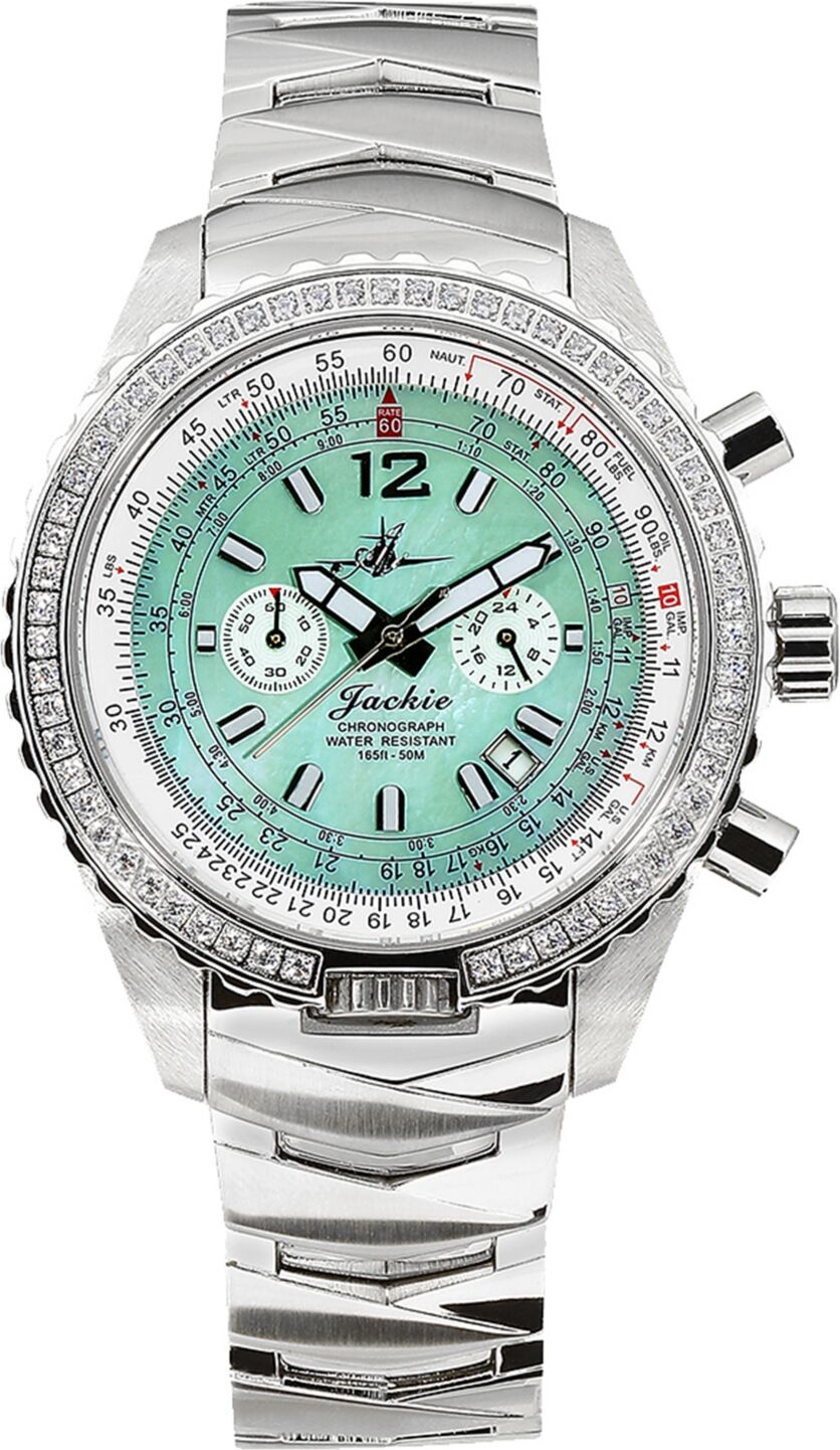 Abingdon Co. Jackie Women's Chronograph Multifunctional Stainless Steel Bracelet Watch 41-1/2mm - Green