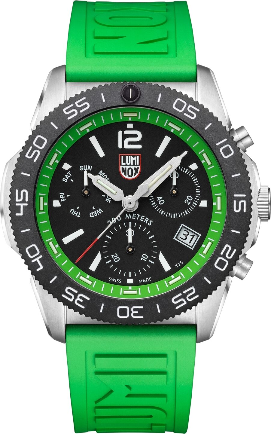 Luminox Men's Swiss Chronograph Pacific Diver Green Rubber Strap Watch 44mm