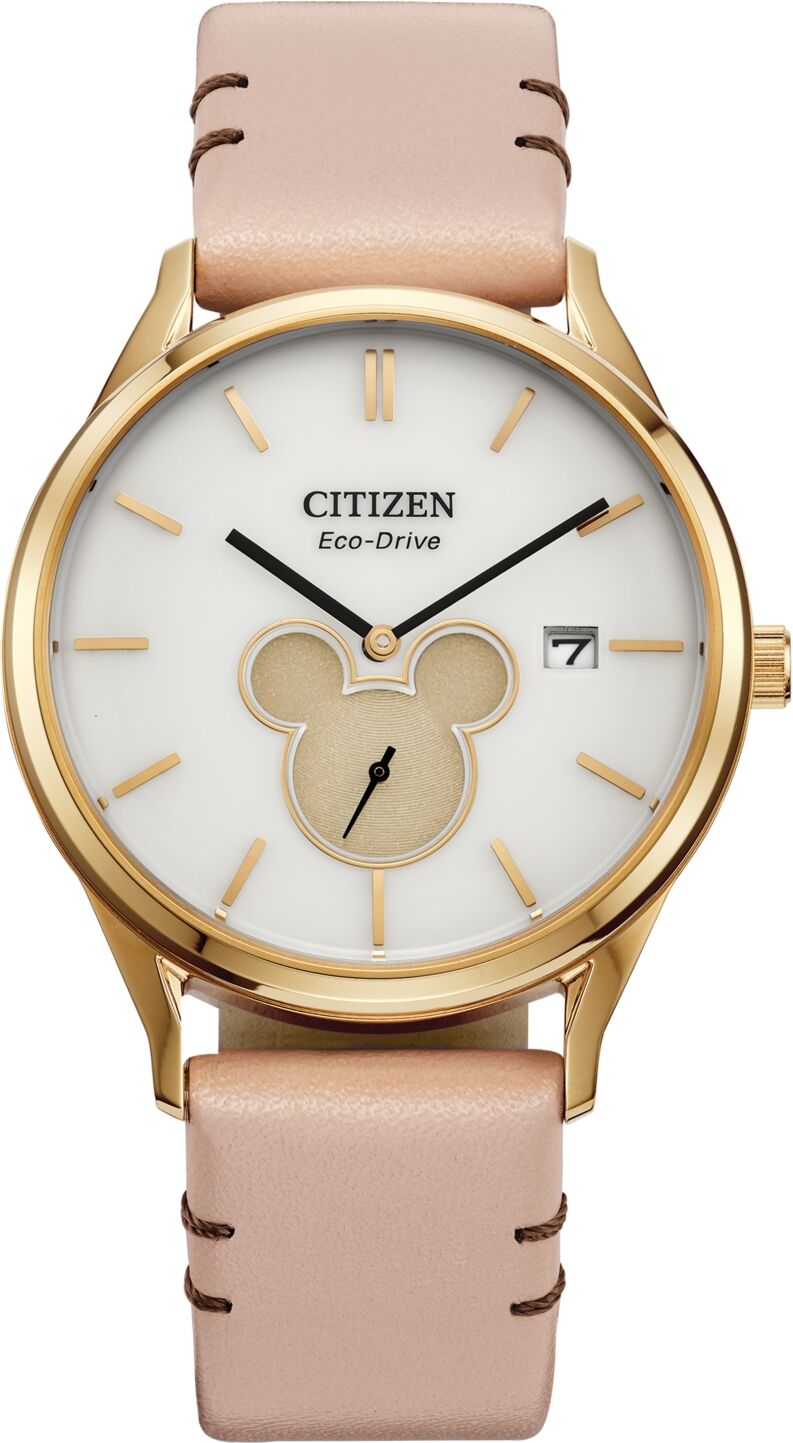 Citizen Eco-Drive Women's Disney Mickey Mouse Beige Leather Strap Watch 40mm - Beige