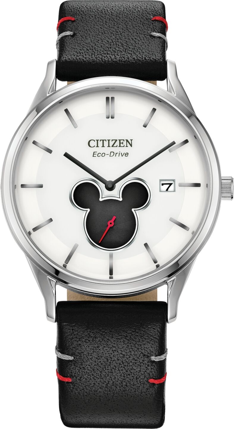 Citizen Eco-Drive Women's Disney Mickey Mouse Black Leather Strap Watch 40mm - Black