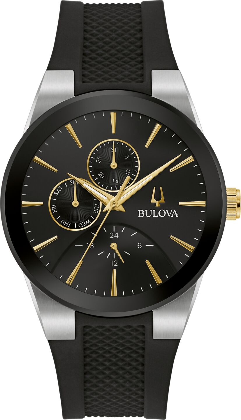 Bulova Men's Chronograph Modern Millennia Black Silicone Strap Watch 41mm - Black