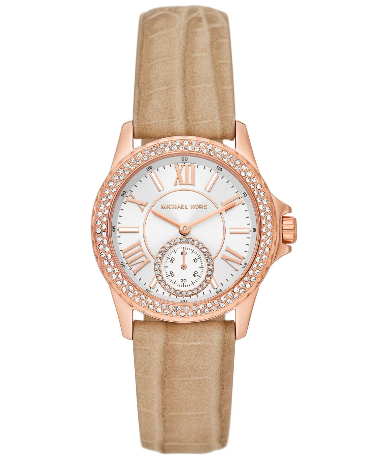 Michael Kors Women's Mini Everest Quartz Three-Hand Luggage Suede Leather Watch 33mm - Luggage