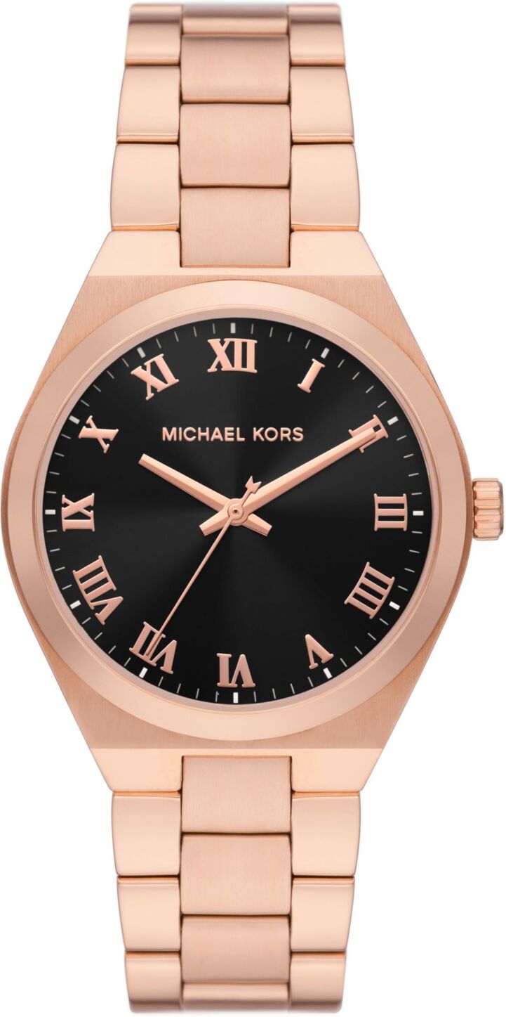 Michael Kors Women's Lennox Quartz Three-Hand Rose Gold-Tone Stainless Steel Watch 37mm - Rose Gold-Tone