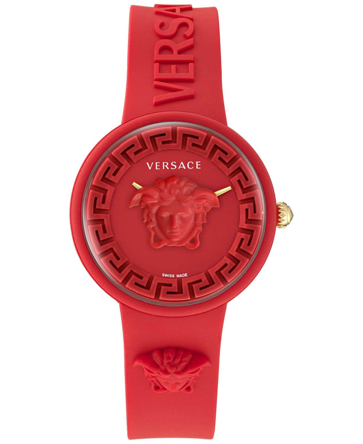 Versace Women's Swiss Medusa Pop Red Silicone Strap Watch 39mm Set - Red